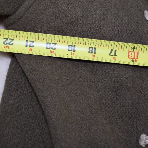 Vintage Gloverall Wool Duffle Coat Green Brown Hooded Made in England Large - Picture 11 of 12